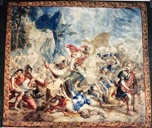 Die Schlacht der Israeliten und Amelikiten, aus der Werkstatt von Frans und Pieter van der Borcht von Jan van (after) Orley