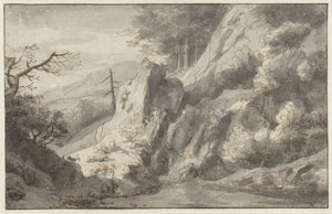 Berglandschaft mit totem Nadelbaum von Jan van Aken
