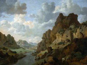 Berglandschaft mit rastenden Reisenden von Jan van Aken