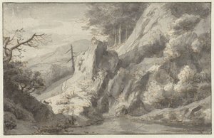 Berglandschaft mit toter Konifere von Jan van Aken