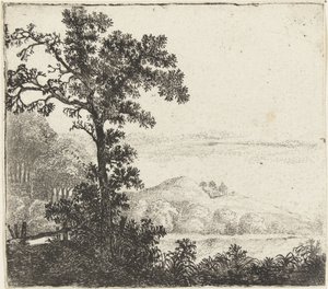 Landschaft mit Baum am Flussufer von Jan van Brosterhuyzen