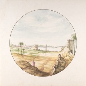 Ansicht des Obelisken von Thutmosis III von den Mauern Alexandrias