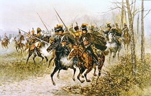 Napoleon und sein Stab von Kosaken überrascht
