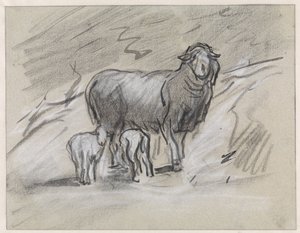 Schaf mit zwei Lämmern von Jan van Essen