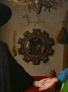 Arnolfini-Hochzeit, Detail des Spiegels, 1434 von Jan van Eyck