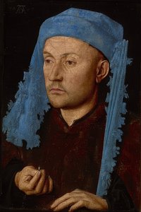 Porträt eines Mannes mit blauem Chaperon (Mann mit dem Ring) von Jan van Eyck