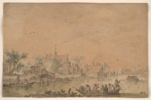 Bootsfahrt auf einem Fluss von Jan van Goyen