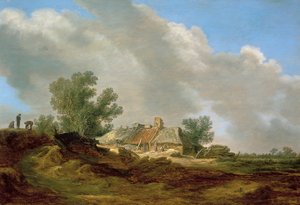 Dünenlandschaft mit Hütte und Figuren von Jan van Goyen