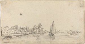 Segelboot auf einem Flussmündungsgebiet von Jan van Goyen