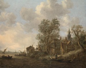 Ansicht einer Stadt an einem Fluss von Jan van Goyen