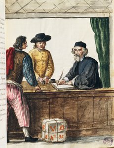 Vornehmer Kaufmann, Illustration aus dem illustrierten Buch der venezianischen Kostüme von Jan van Grevenbroeck
