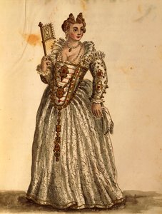 Dame im Abendkleid, aus Gli Abiti de Veneziani, illustriertes Kostümbuch