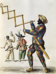 Harlekin, Aquarell aus Die venezianische Kleidung, aus fast jedem Zeitalter sorgfältig gesammelt und im 18. Jahrhundert gemalt