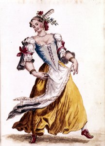 Venezianischer Tanz. Aquarellzeichnung und Tinte aus dem Manuskript „Sitten der Venezianer“ von Jan van Grevenbroeck (oder Giovanni Grevembroch) (1731-1807)
