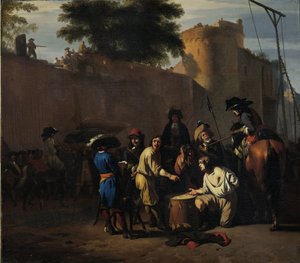 Das Würfeln um Leben oder Tod von Jan van Huchtenburg