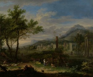 Arkadische Landschaft mit Fischern von Jan van Huysum
