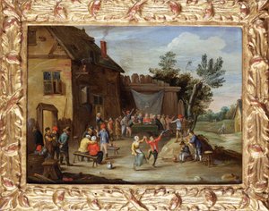 Ein Hochzeitsfest im Hof einer Dorfschenke von Jan van Kessel