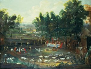 Ein ländliches Fest von Füchsen und Schwänen von Jan van Kessel
