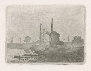 Ansicht einer Mühle am Wasser von Jan van Lokhorst