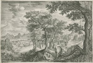 Berglandschaft mit dem barmherzigen Samariter von Jan van Londerseel