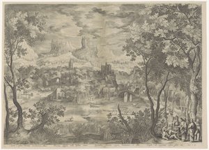 Landschaft mit Christus, der einen Dämon bei einem stummen Mann austreibt