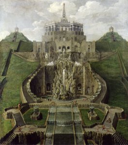 Blick von den Riesenkopf-Becken zum Oktogon, nach 1716 von Jan van Nickelen