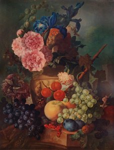 Ornamentale Vase mit Blumen und Früchten, um 1798, 1938 von Jan van Os