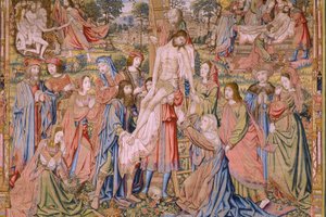 Flämischer Wandteppich. Serie Die Passion Christi: Abnahme vom Kreuz. Herstellung Pieter van Aelst. Kartonist Jan van Roome. Ca. 1507-1520. (Detail)