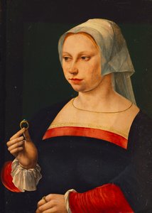 Porträt einer Dame mit einem Ring von Jan van Scorel