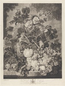 Ein Fruchtstück, graviert von Richard Earlom, 1781 von Jan van after Huysum