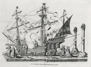 Triumphales Schiff bei der Trauerprozession von Kaiser Karl V., 1559 von Jan van and Doetechum Doetechum the elder