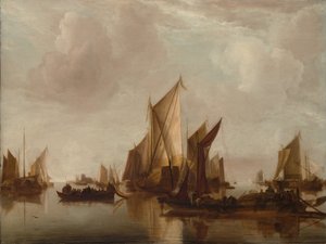 Eine Staatsyacht und andere Schiffe in ruhigem Wasser, ca. 1660