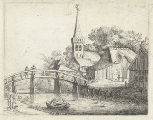 Landschaft mit Holzbrücke von Jan van de Cappelle