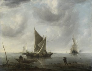Schiffe vor Anker auf ruhiger See von Jan van de Cappelle