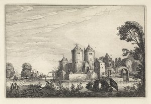 Figuren in einem Vergnügungsboot bei einem Schloss von Jan van de Velde (II)