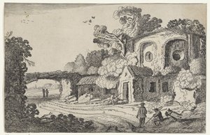 Landschaft mit alter Burg von Jan van de Velde (II)