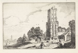 Landschaft mit verfallenem Kirchturm von Jan van de Velde (II)