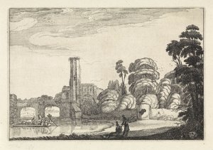 Brücke bei einer Ruine