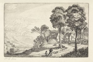 Reisende auf einem Pfad bei einem Dorf von Jan van de Velde (II)