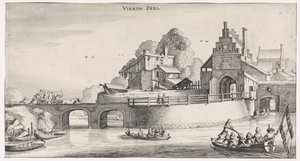Stadttor mit Brücke über das Wasser von Jan van de Velde (II)