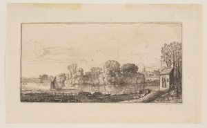 Eine kleine Kapelle an einem Teich, aus Sechs Landschaften von Jan van de Velde II