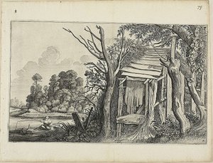 Verfallene Hütte, Platte 4 aus Landschaften von Jan van de Velde II