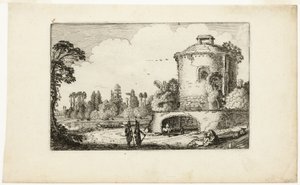 Landschaft mit einem runden Turm