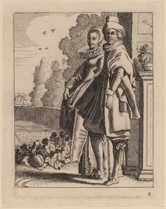 Zwei Figuren in Kostümen von Jan van de Velde II