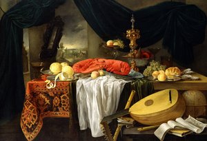Stillleben mit Hummer, Zitronen und Laute, 1645