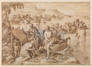 Perlentauchen, um 1596 von Jan van der (1523-1605) Straet