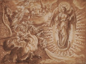 Die Frau, mit der Sonne bekleidet von Jan van der Straet