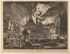 Brand des alten Amsterdamer Rathauses von Jan van der Heyden