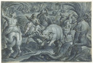 Elefantenjagd von Jan van der Straet