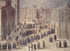 Fest der Huldigung auf der Piazza del Duomo, Florenz, 1555 von Jan van der Straet